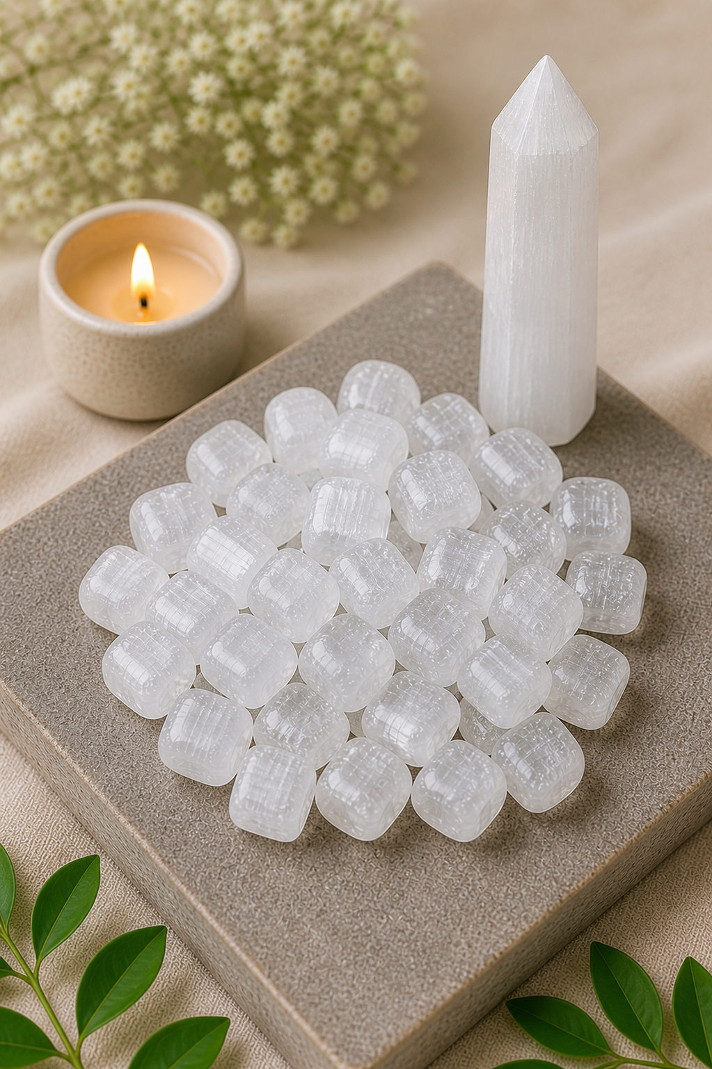 SELENITE CRYSTAL TUMBLE 100 GRAM -  Cleansing, Calmness & Positive Energy