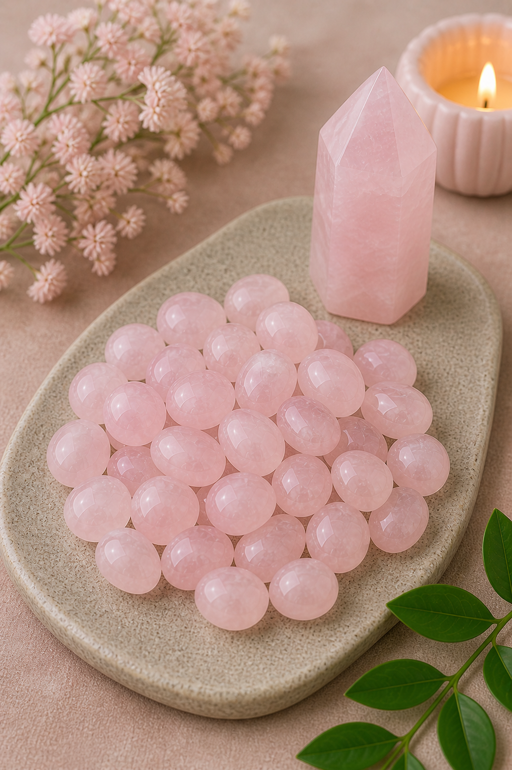 ROSE QUARTZ CRYSTAL TUMBLE 100 GRAM - Encourages self-love & confidence