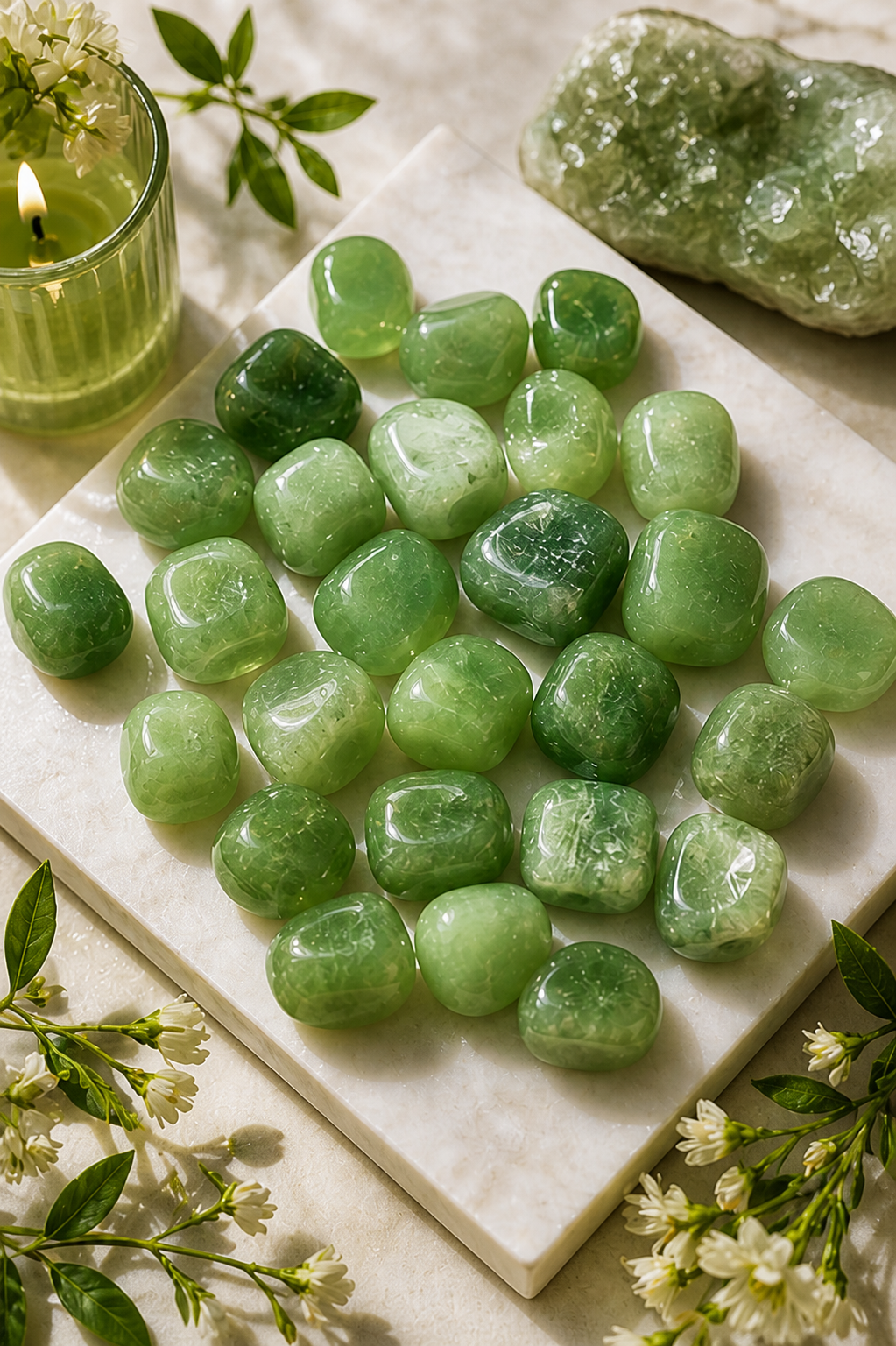 GREEN AVENTURINE CRYSTAL TUMBLE 100 GRAM - Strengthens manifestation power & positive energy flow