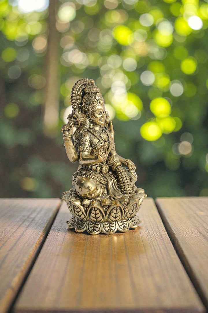 BRASS LAXMI JI STATUE - 10 CM