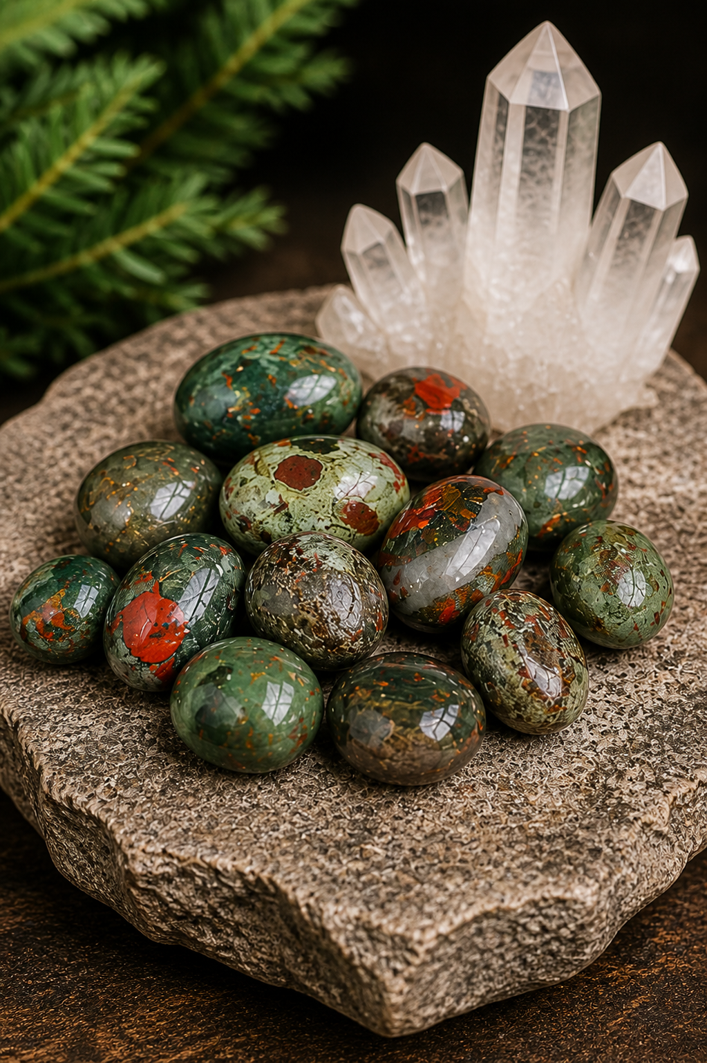 BLOOD STONE CRYSTAL TUMBLE - 100 GRAM - Feng Shui & positive energy placement.