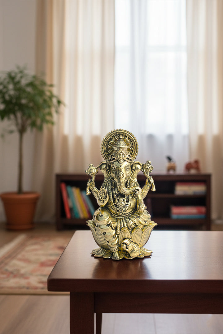 GANESH JI BRASS STATUE - 8 CM