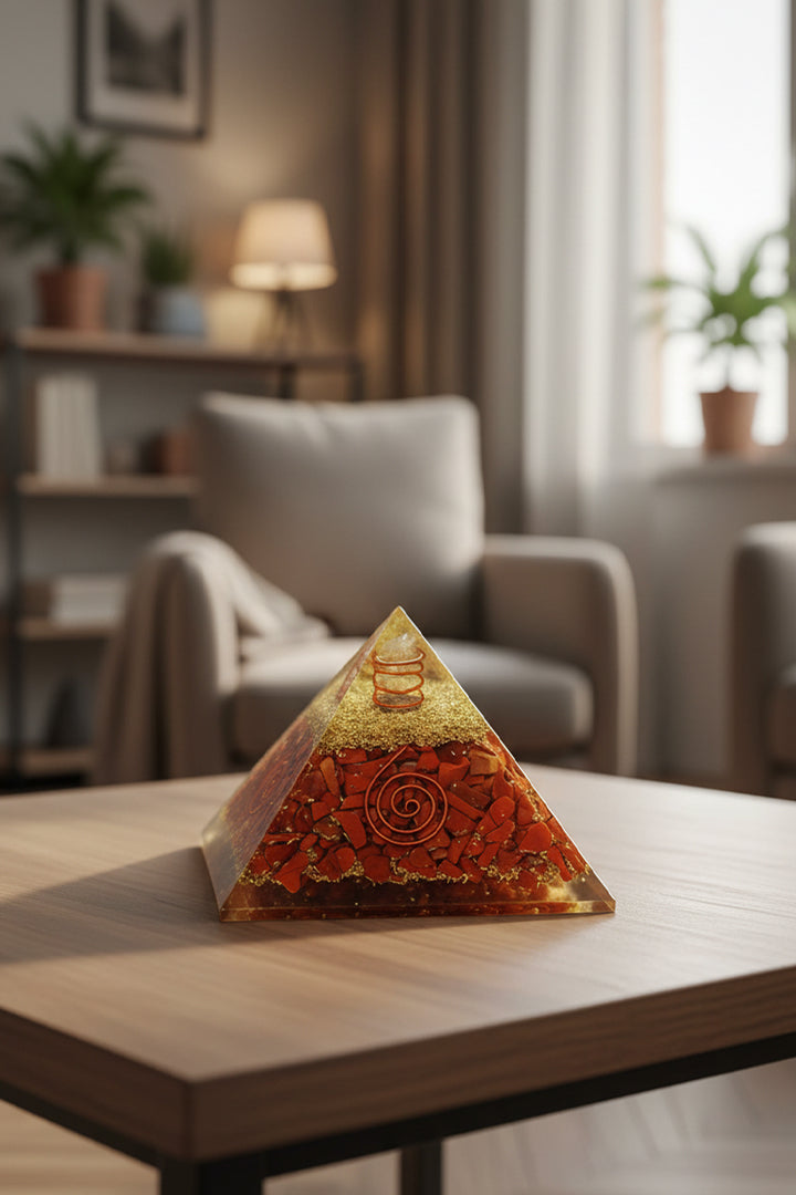 3 INCH RED JASPER CRYSTAL PYRAMID -Supports focus & meditation