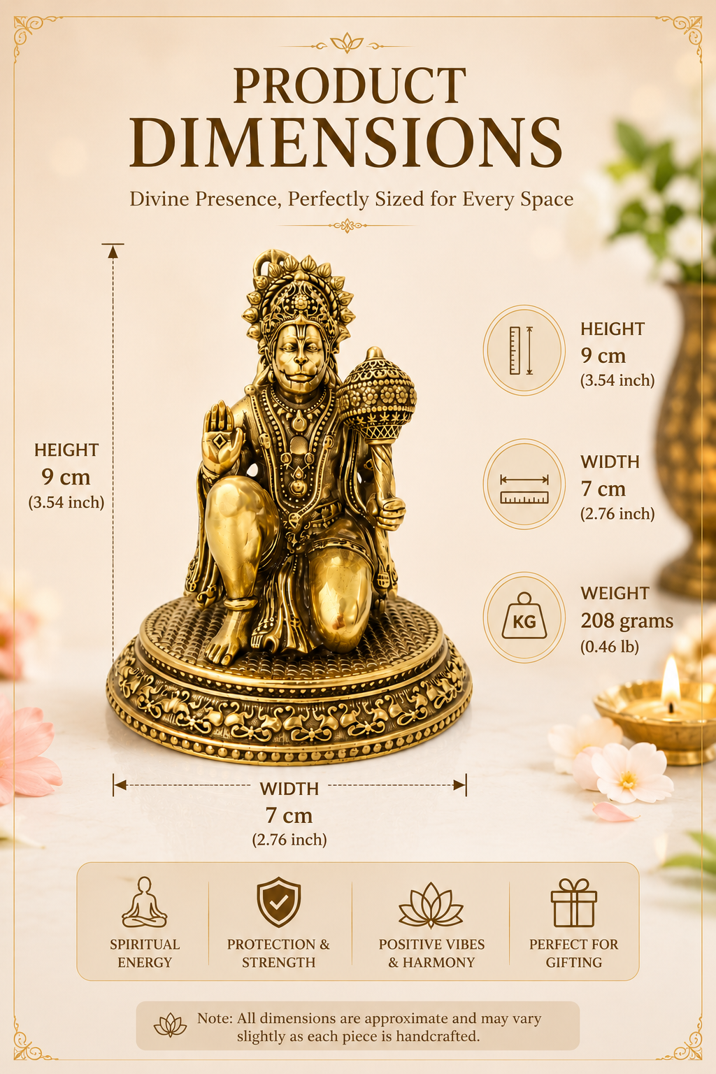 BRASS HANUMAN JI STATUE - 4 INCH