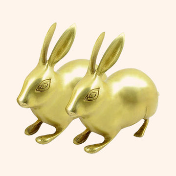 Vastu Brass Big Rabbit Pair Golden