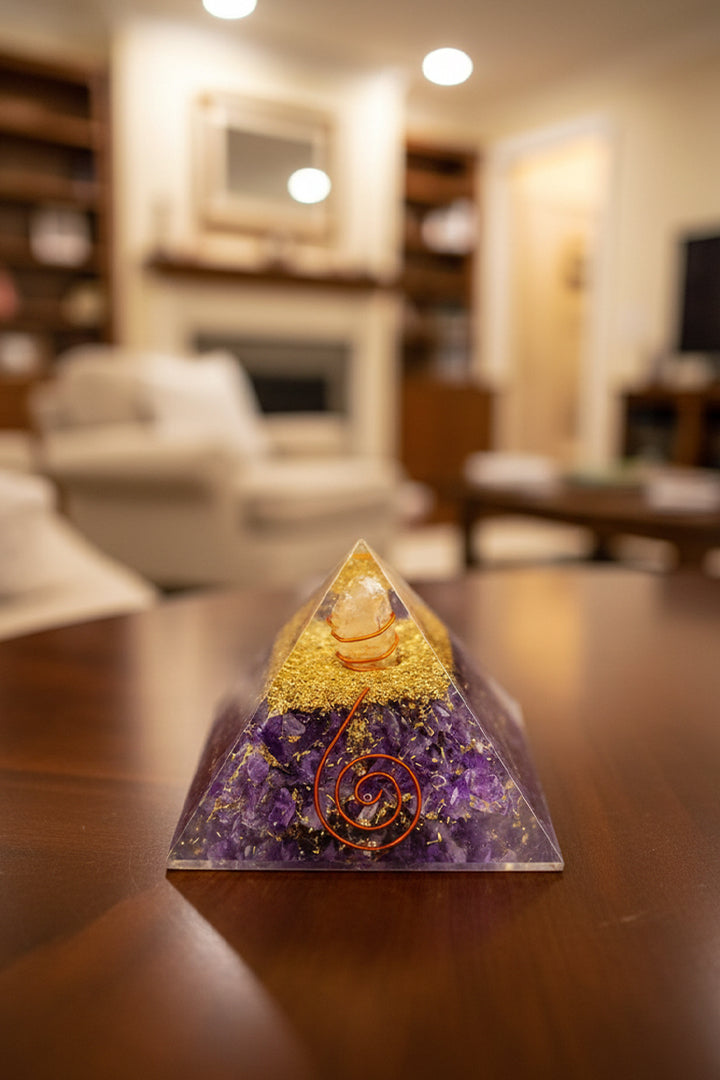 2 INCH AMETHYST CRYSTAL PYRAMID – Spiritual Calmness, Healing & Positive Energy