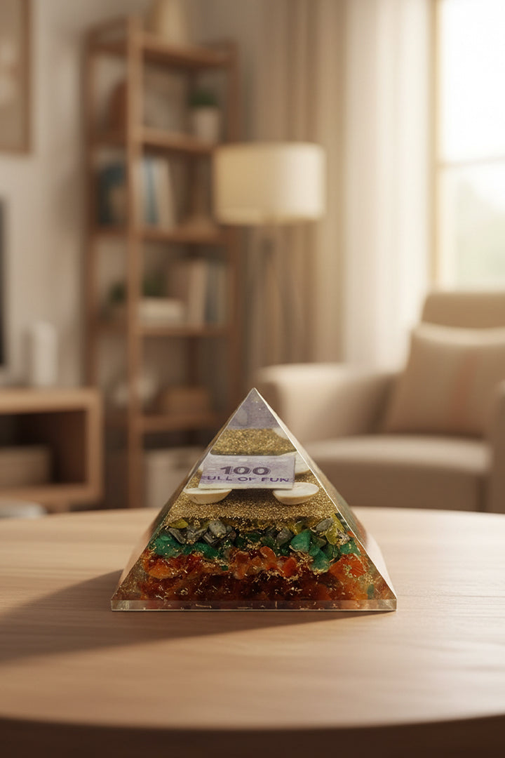 3 INCH MONEY CRYSTAL PYRAMID -  Wealth & Prosperity Energy Tool