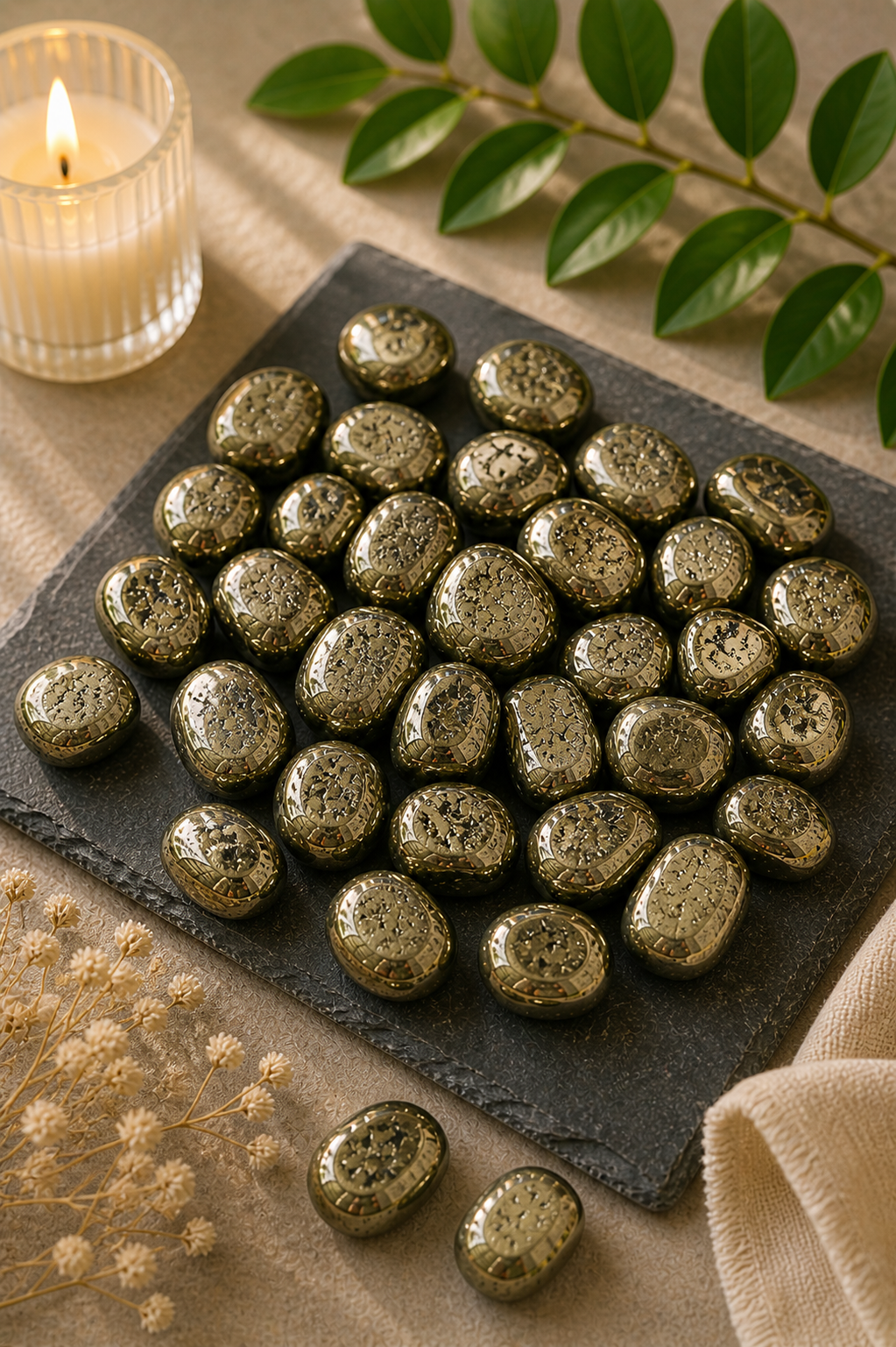 PYRITE CRYSTAL TUMBLE 100 GRAM -Motivation, Protection & Positive Energy