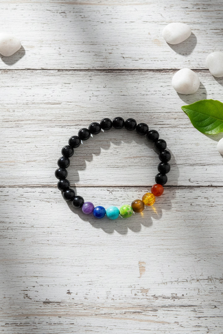 TOURMALINE + SEVEN CHAKRA BRACELET - Wellness, Meditation, & spiritual practices.