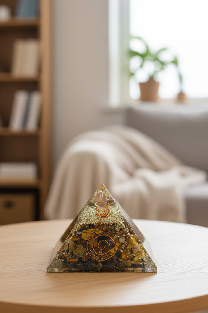 2 INCH TIGER EYE CRYSTAL PYRAMID -  Placed in home & office for Vastu correction