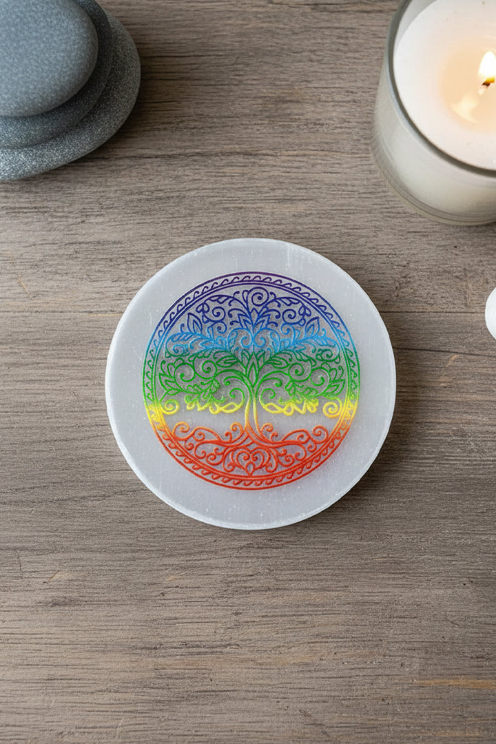 3 INCH - DESIGNER CHARGING SELENITE PLATE - Perfect Gifting Choice & Luxury Spiritual Decor Piece