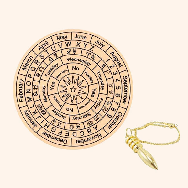 VASTU DARK BROWN DOWSING BOARD WITH BRASS PENDULAM (PENDULAM ASSORTED) 6 INCH