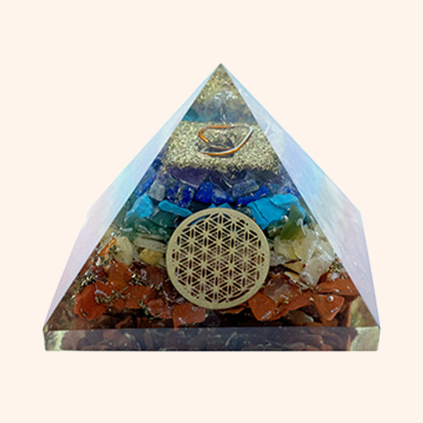 2 INCH SEVEN CHAKRA SHREE YANTRA CRYSTAL PYRAMID