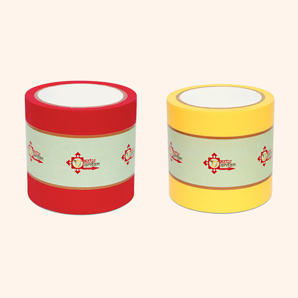 YELLOW AND RED TAPE | 4 INCH | LENGTH- 16 METER APPROX | TOILET CORRECTION| VASTU TAPE REMEDY |PACK OF 2 |
