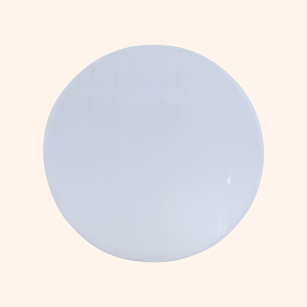 SELENITE CRYSTAL PLAIN ROUND PLATE 3 INCH