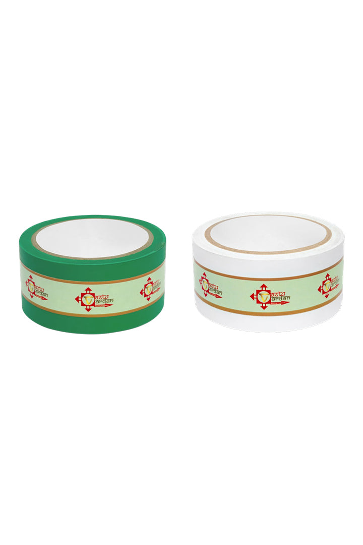 WHITE AND GREEN TAPE | 2 INCH | LENGTH- 16 METER APPROX | TOILET CORRECTION| VASTU TAPE REMEDY |PACK OF 2 |