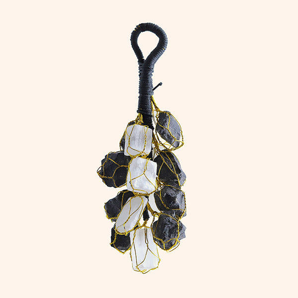 SELENITE AND BLACK TOURMALINE CRYSTAL CHUNKS