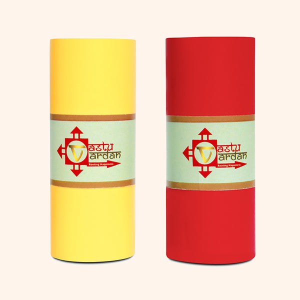 VASTU VINYL RED AND YELLOW TAPE || 3 INCH || LENGTH- 8-10 FEET (APPROX) || PACK OF 2 || VASTU TAPE REMEDY || TOILET CORRECTION || VASTU TAPE ||
