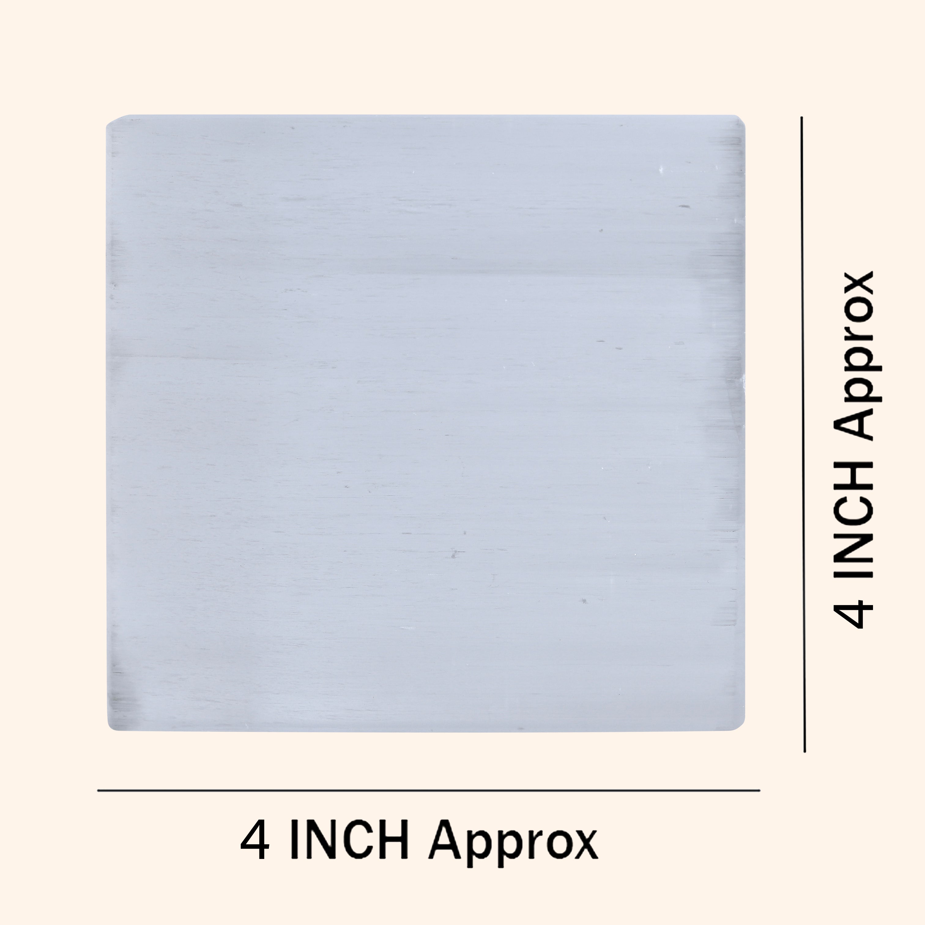 VASTU VARDAN CRYSTAL PLAIN SQURE SELENITE PLATE 4 INCH