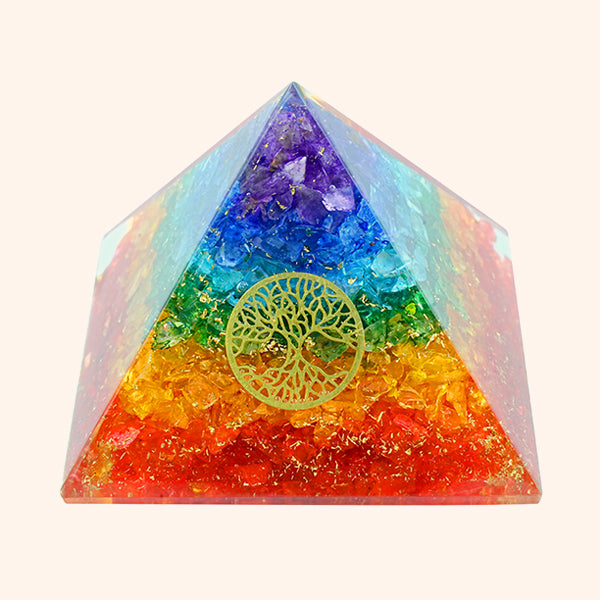 SEVEN CHAKRA ORGONE TREE CRYSTAL PYRAMID