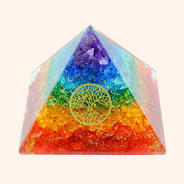 SEVEN CHAKRA ORGONE TREE CRYSTAL PYRAMID