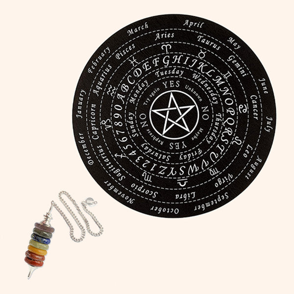 STAR DOWSING BOARD WITH SEVEN CHAKRA PENDULAM 9 INCH