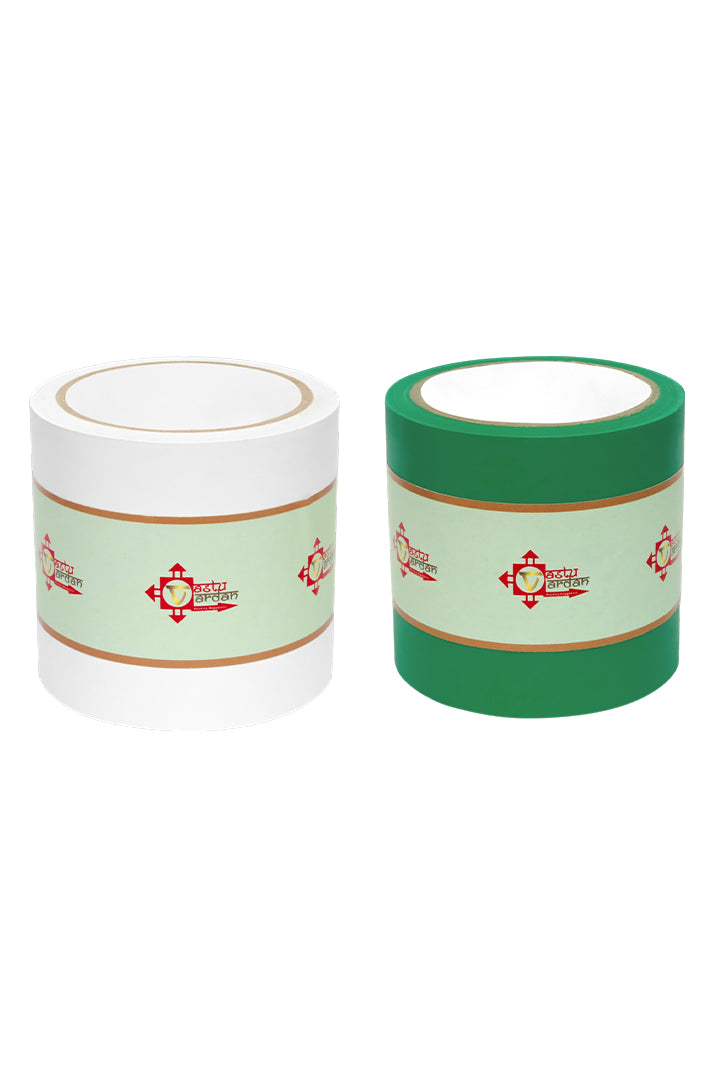 WHITE AND GREEN TAPE | 4 INCH | LENGTH- 16 METER APPROX | TOILET CORRECTION| VASTU TAPE REMEDY |PACK OF 2 |