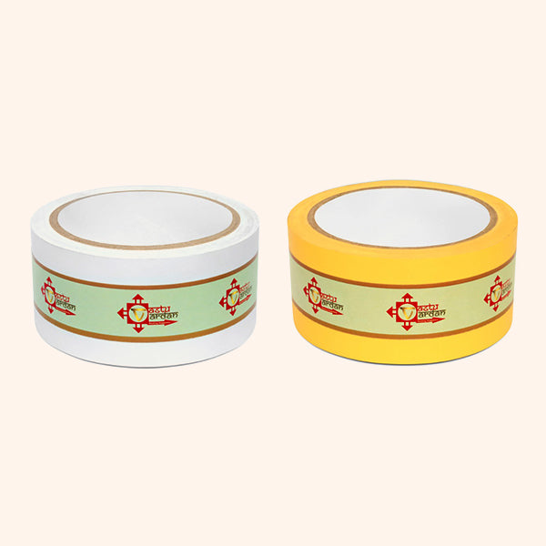 YELLOW AND WHITE TAPE | 2 INCH | LENGTH- 16 METER APPROX | TOILET CORRECTION| VASTU TAPE REMEDY |PACK OF 2 |