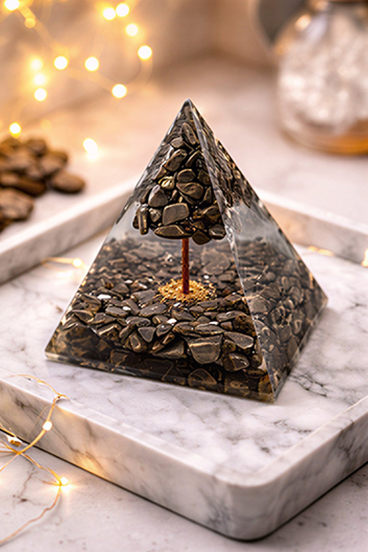 3 INCH PYRITE TREE CRYSTAL PYRAMID - Useful for meditation & clarity