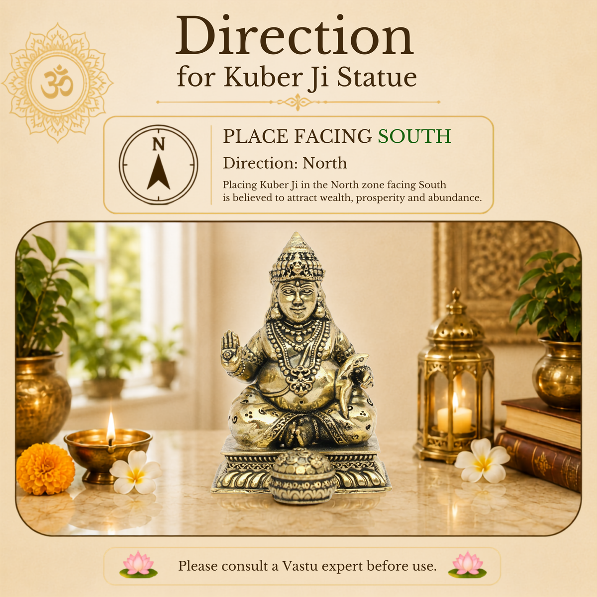 VASTU VARDAN  BRASS DHAN KUBER JI 4 INCH (APPROX)