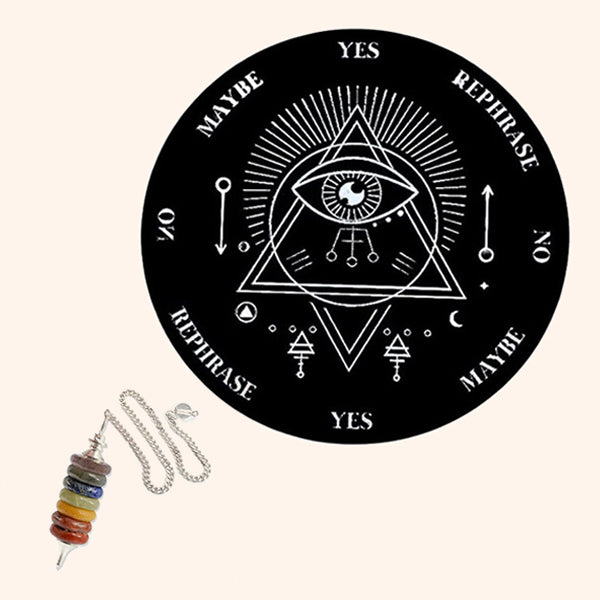 VASTU VARDAN EVIL EYE DOWSING BOARD WITH SEVEN CHAKRA PENDULAM 9 INCH