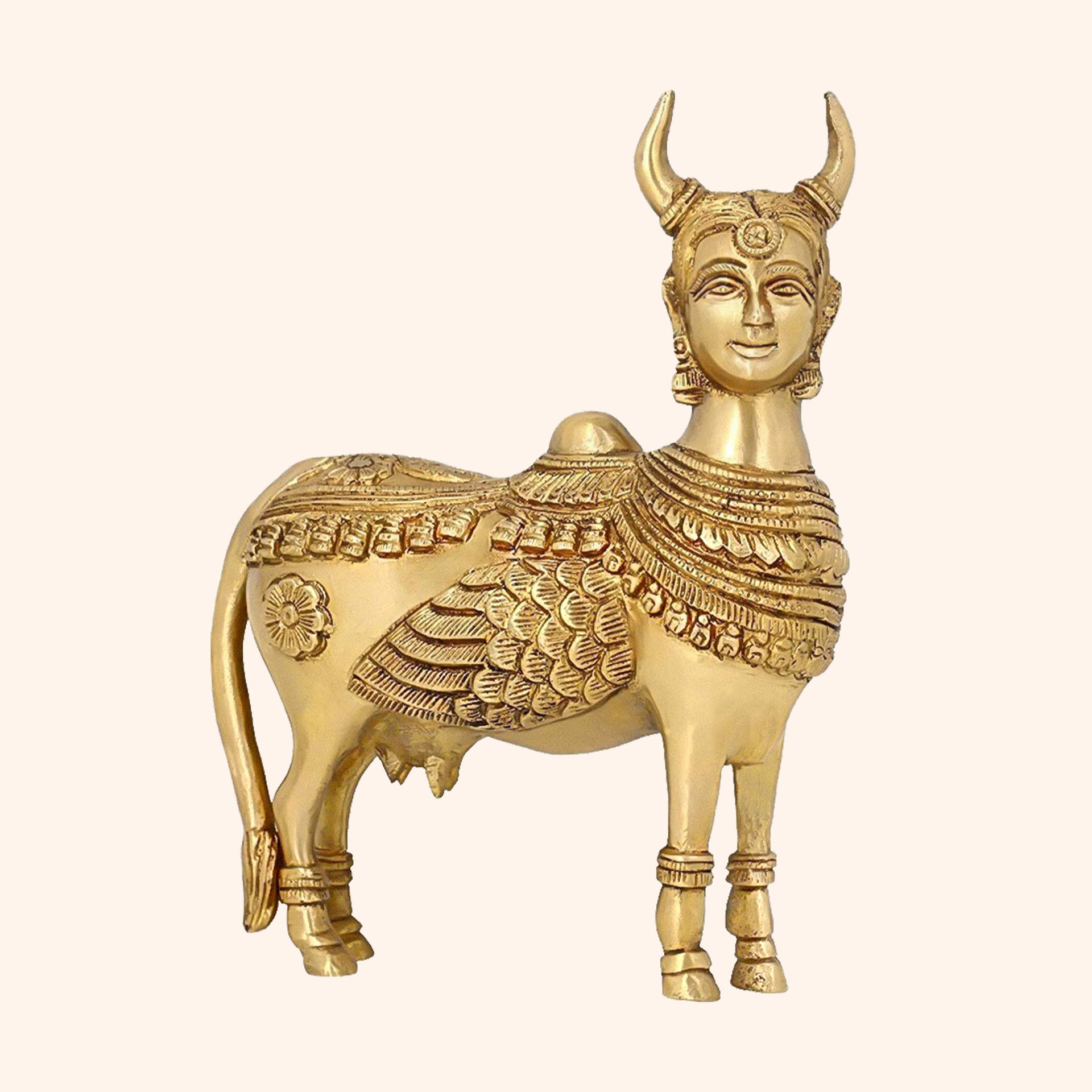 VASTU VARDAN BRASS KAMDHENU COW 6.5 INCH (APPROX)