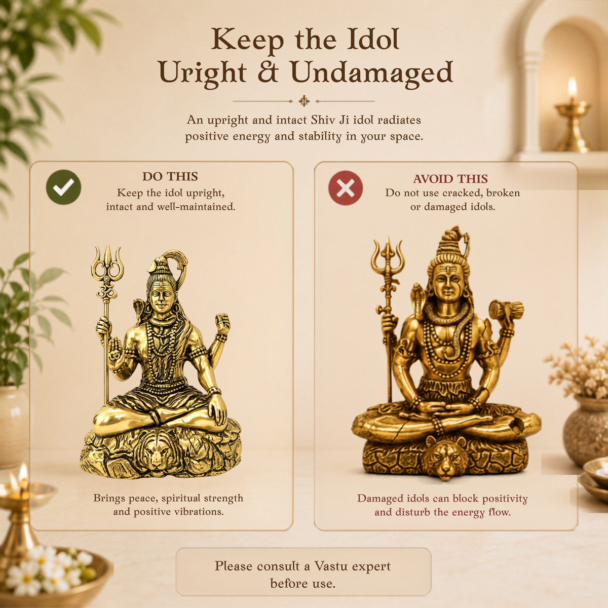 SHIV JI PREMIUM BRASS STATUE - 3.5 INCH