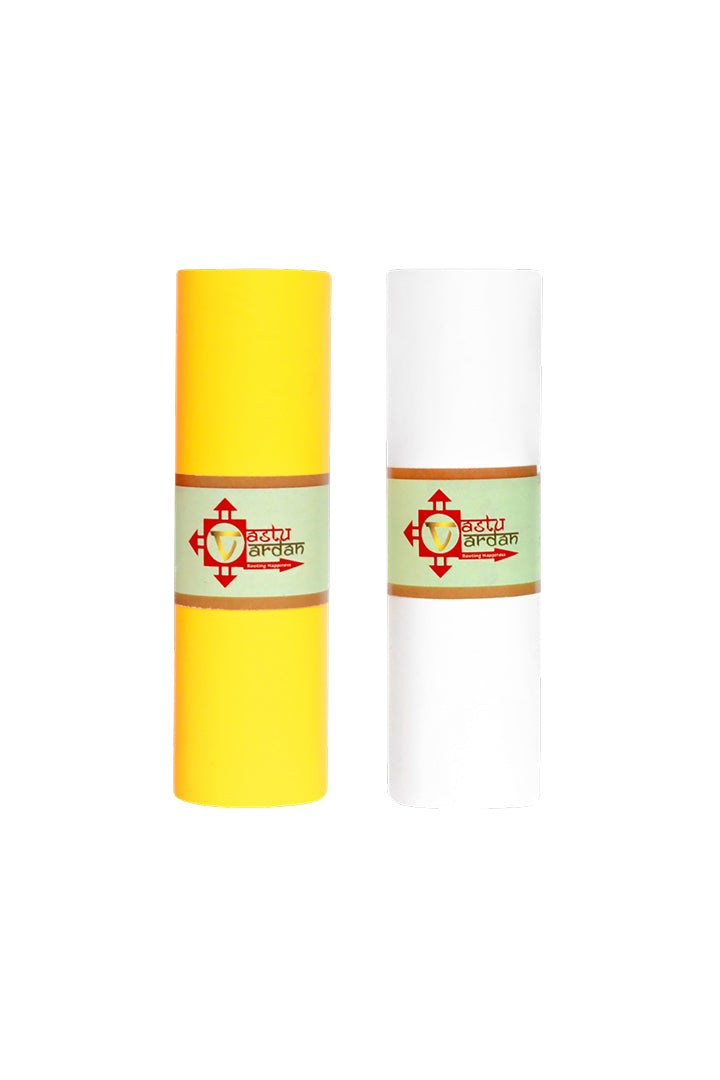 VASTU VINYL WHITE AND YELLOW TAPE || 4 INCH || LENGTH- 8-10 FEET (APPROX) || PACK OF 2 || VASTU TAPE REMEDY || TOILET CORRECTION || VASTU TAPE ||