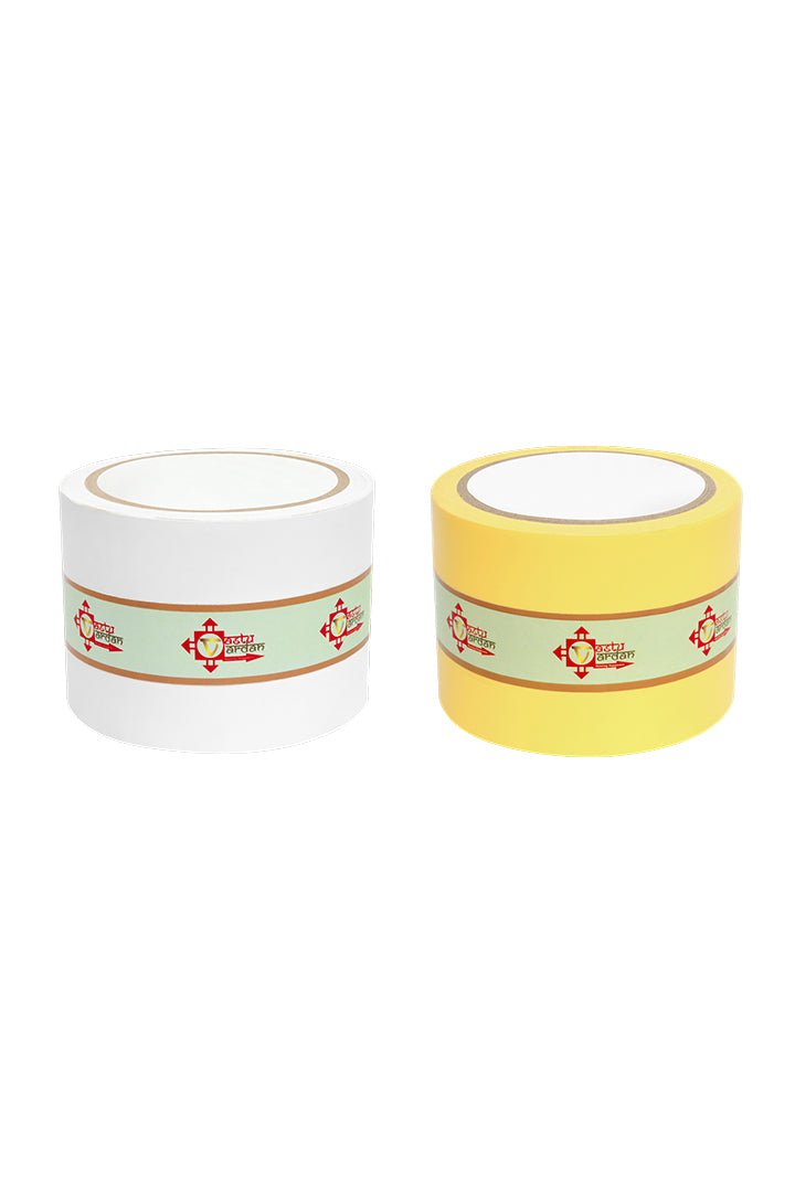 YELLOW AND WHITE TAPE | 3 INCH | LENGTH- 16 METER APPROX | TOILET CORRECTION| VASTU TAPE REMEDY |PACK OF 2