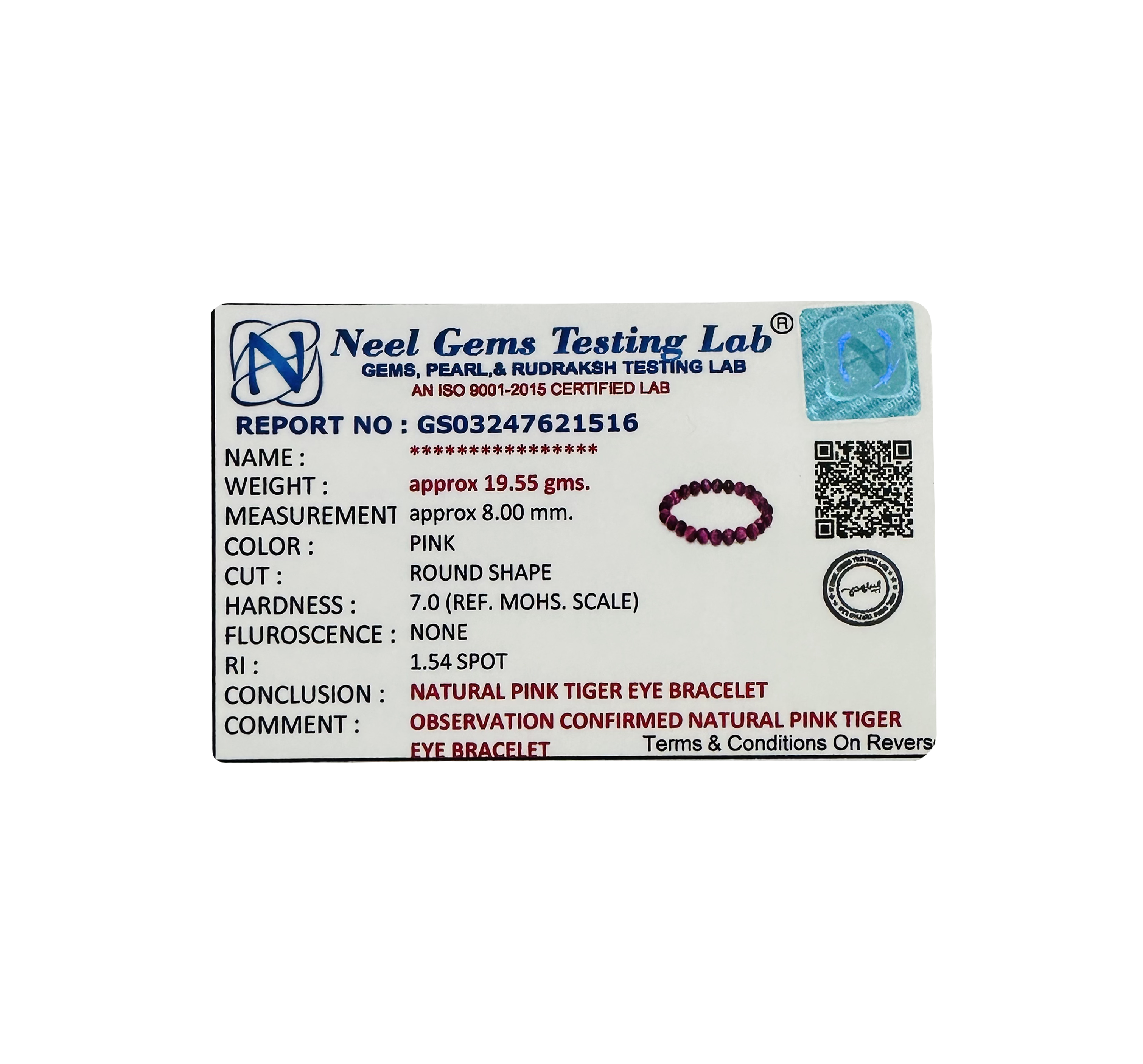 VASTU VARDAN PINK TIGER EYE BRACELET