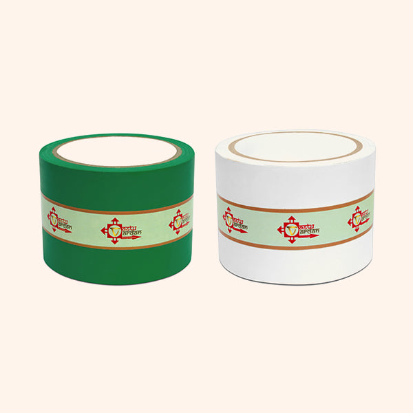 WHITE AND GREEN TAPE | 3 INCH | LENGTH- 16 METER APPROX | TOILET CORRECTION| VASTU TAPE REMEDY |PACK OF 2
