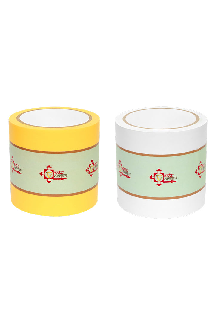 YELLOW AND WHITE TAPE | 4 INCH | LENGTH- 16 METER APPROX | TOILET CORRECTION| VASTU TAPE REMEDY |PACK OF 2 |