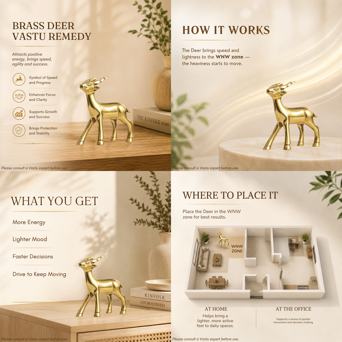 VASTU VARDAN BRASS SMALL DEER