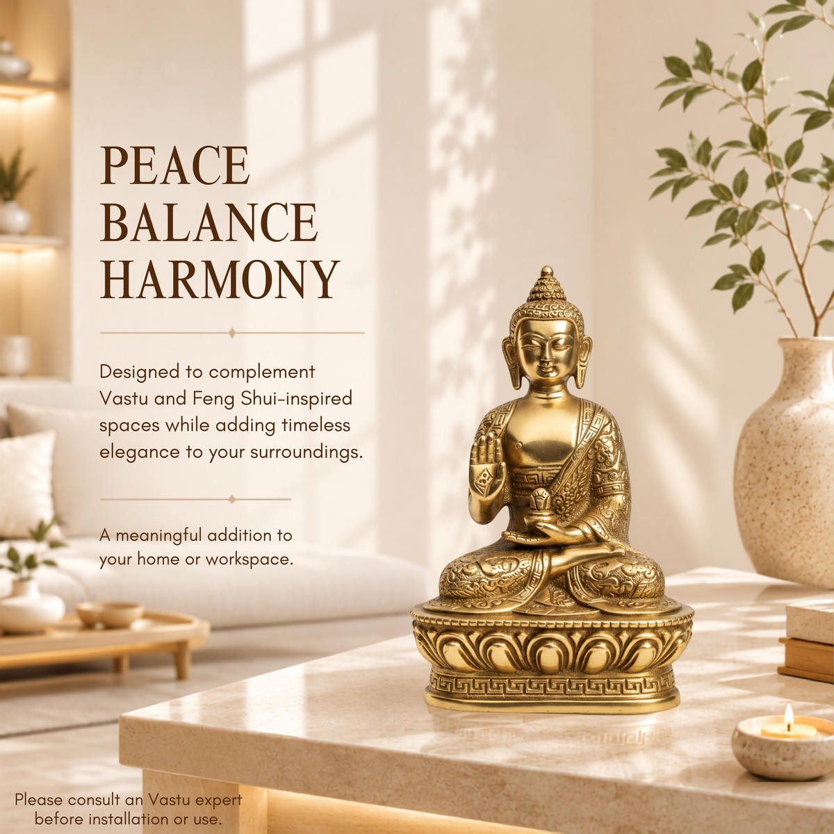 VASTU VARDAN BRASS BUDDHA JI STATUE