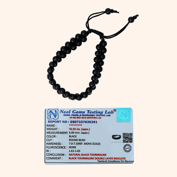 VASTU VARDAN BLACK TOURMALINE DOUBLE LAYER BRACELET