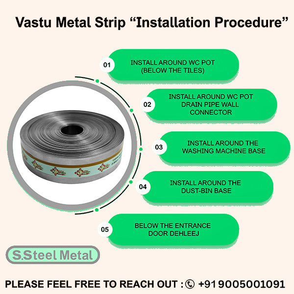 VASTU VARDAN 50 FEET 1 INCH STAINLESS STEEL STRIP