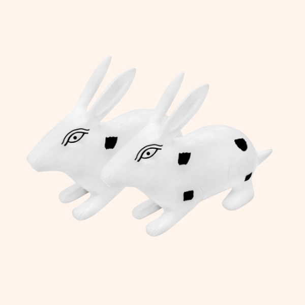 Vastu Brass Big Rabbit Pair White And Black