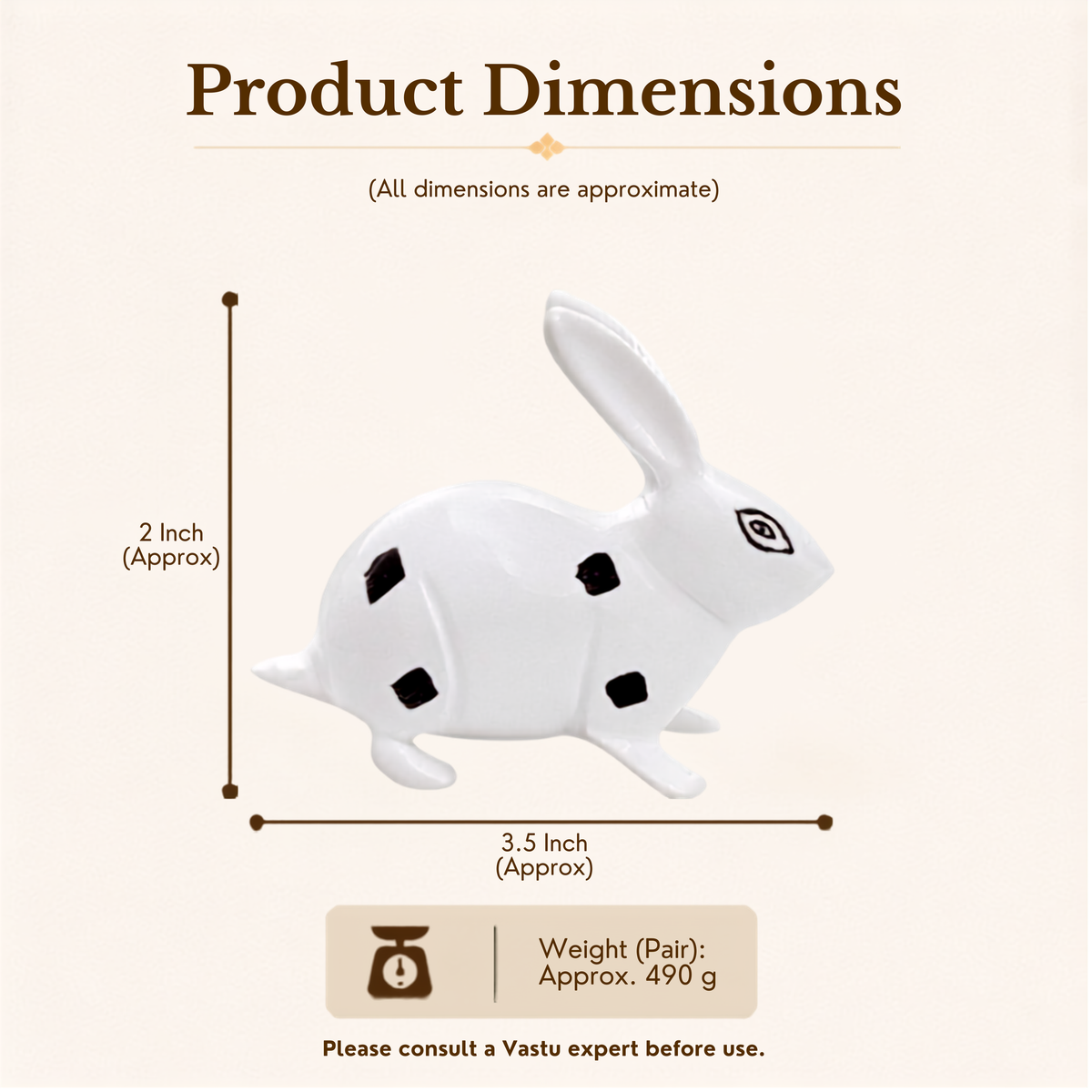 VASTU VARDAN BRASS SMALL RABBIT PAIR BLACK & WHITE