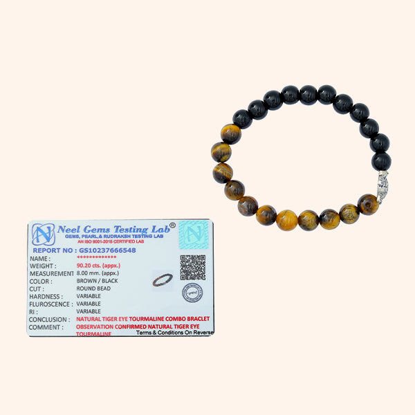 VASTU VARDAN TOURMALINE WITH TIGER EYE BRACELET