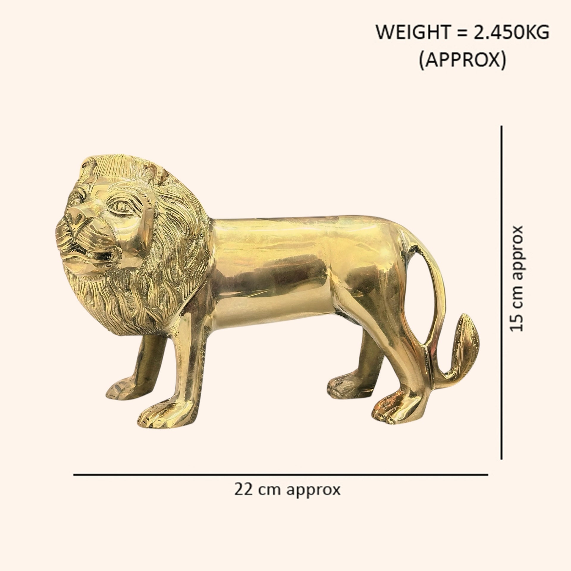 VASTU VARDAN BRASS LION STATUE 5.5 INCH (APPROX)