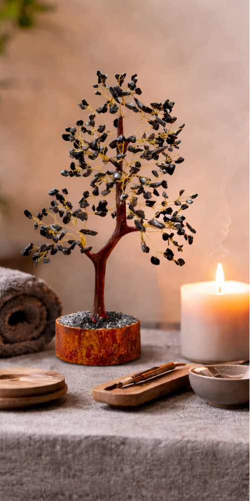 VASTU VARDAN BLACK TOURMALINE CRYSTAL TREE 300 BEADS