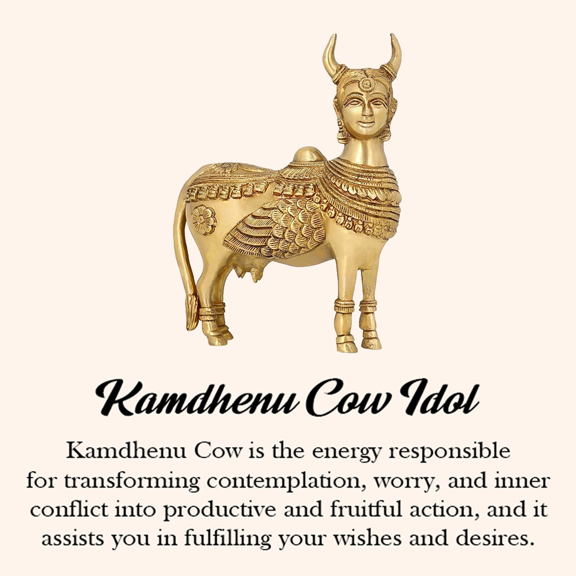 VASTU VARDAN BRASS KAMDHENU COW 6.5 INCH (APPROX)
