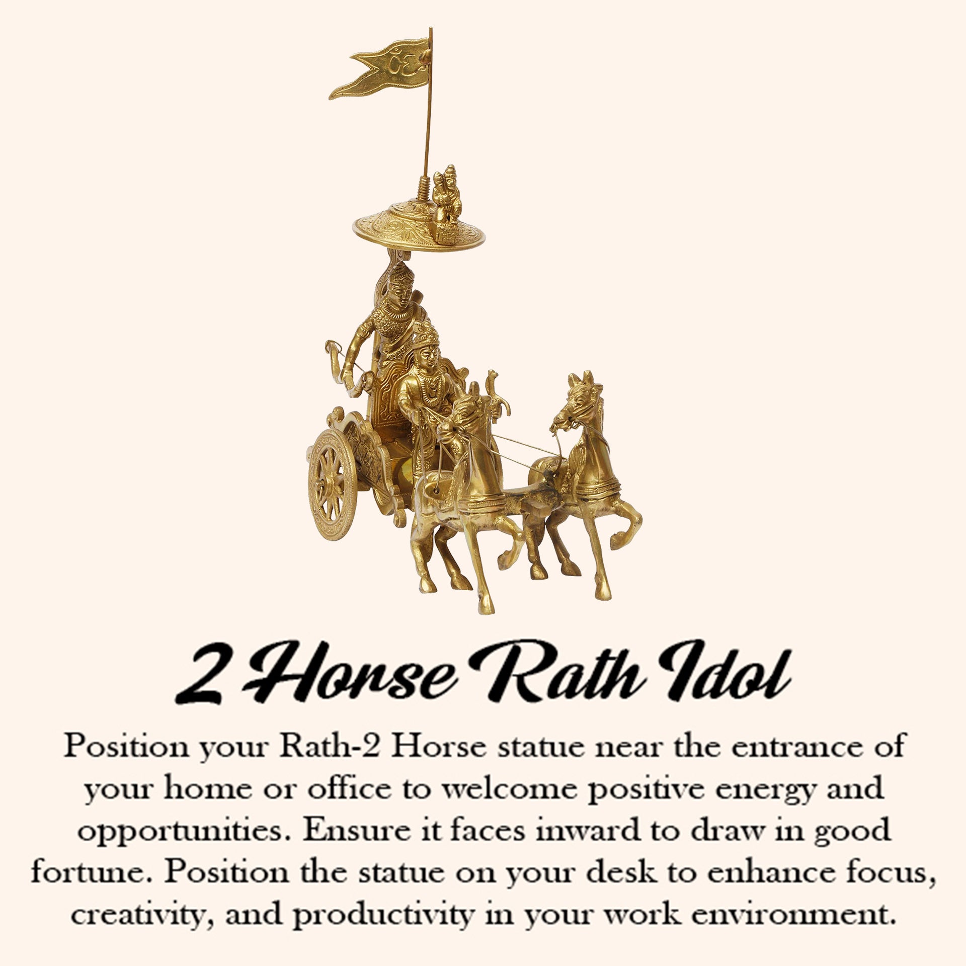 VASTU VARDAN ARJUNA RATH TWO HORSE WITH KRISHNA JI