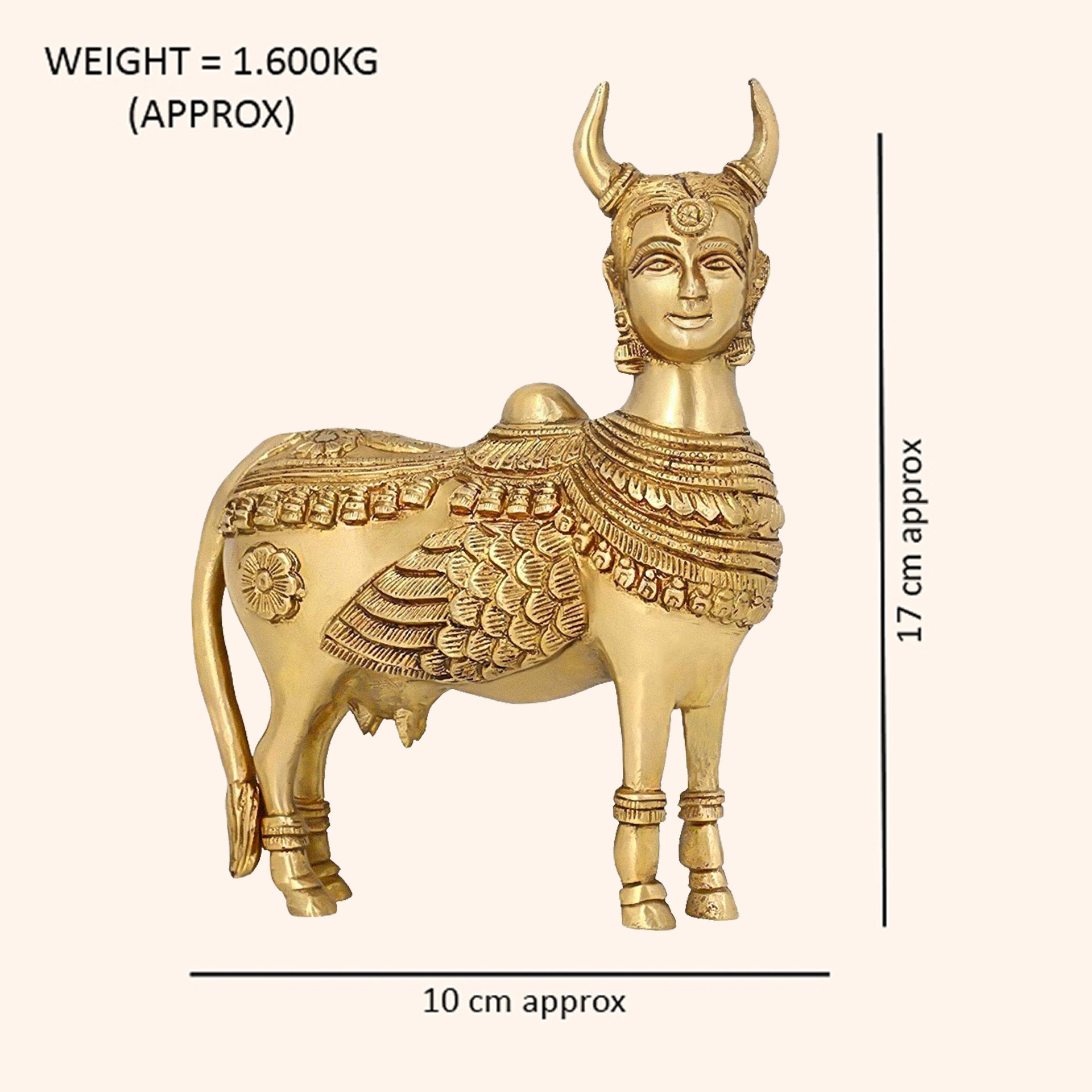 VASTU VARDAN BRASS KAMDHENU COW 6.5 INCH (APPROX)